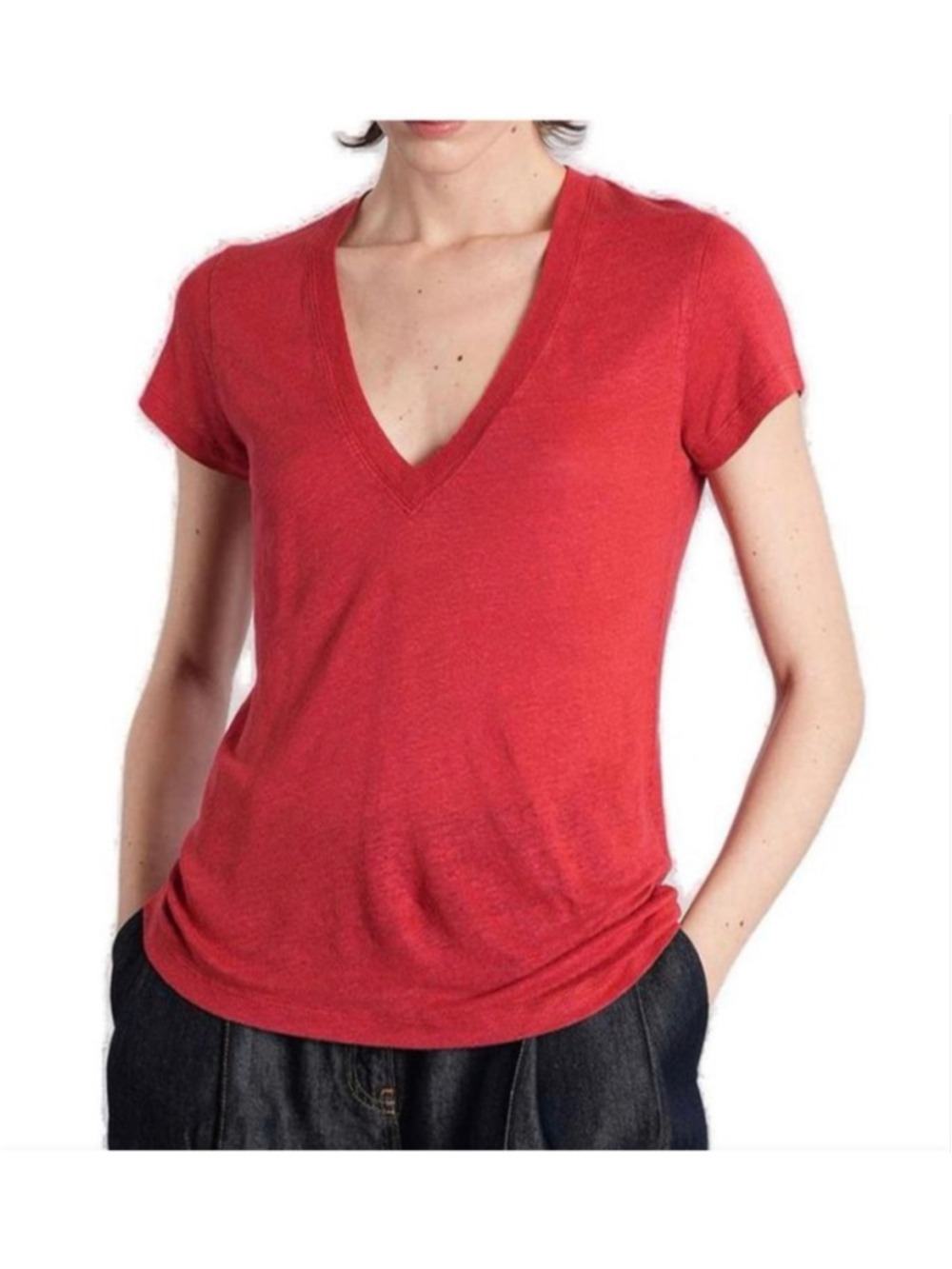 Iro Rodeo Linen V-Neck Short Sleeve T-Shirt XS